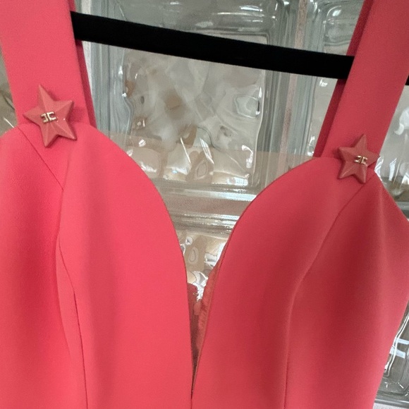 Gorgeous Elisabetta Franchi Peachy Pink Coral Midi Dress Mesh 6 - Picture 3 of 3